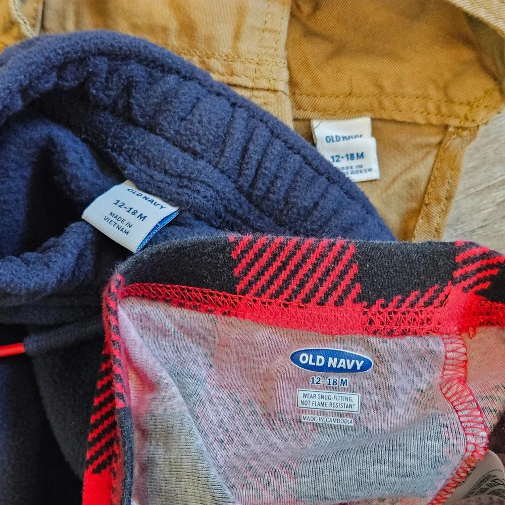 Baby Boy Clothing Lot of 9 Size 12-18M Overalls‎ Jeans Fleece Joggers Pants Play